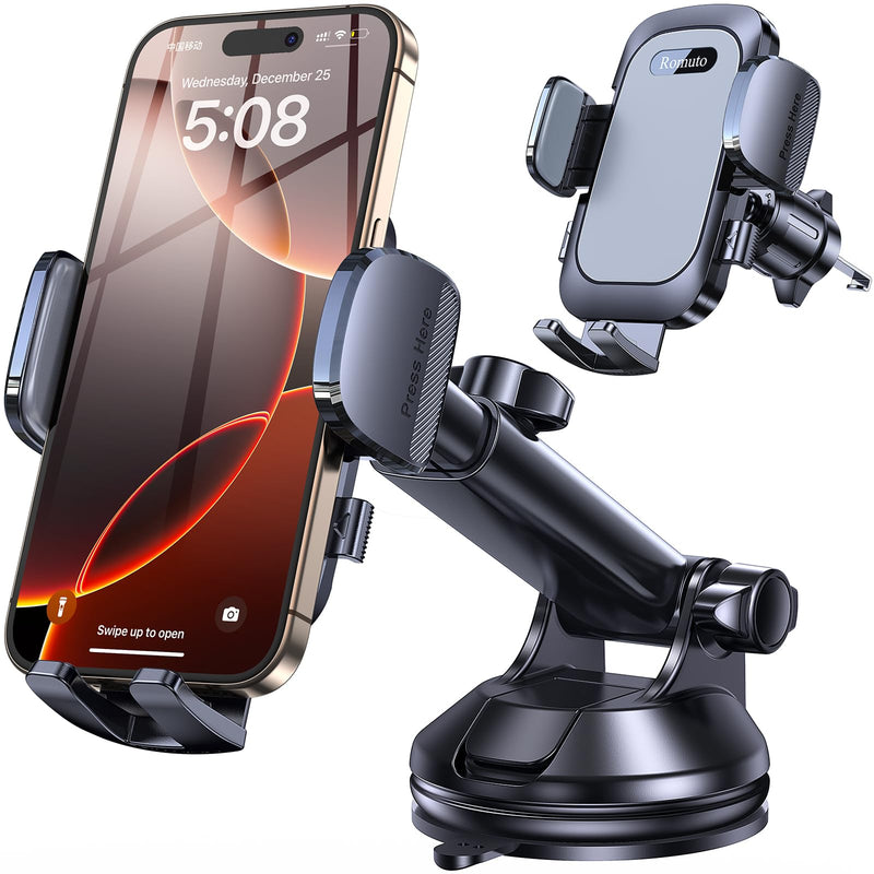 Phone Holders for Your Car Phone Holder Mount【Super Suction】Cell Phone Holder for Car Accessories for Women Men【360° Adjustable】Suction Phone Mount for Car, Shower, Mirror, Window for iPhone Samsung Gray