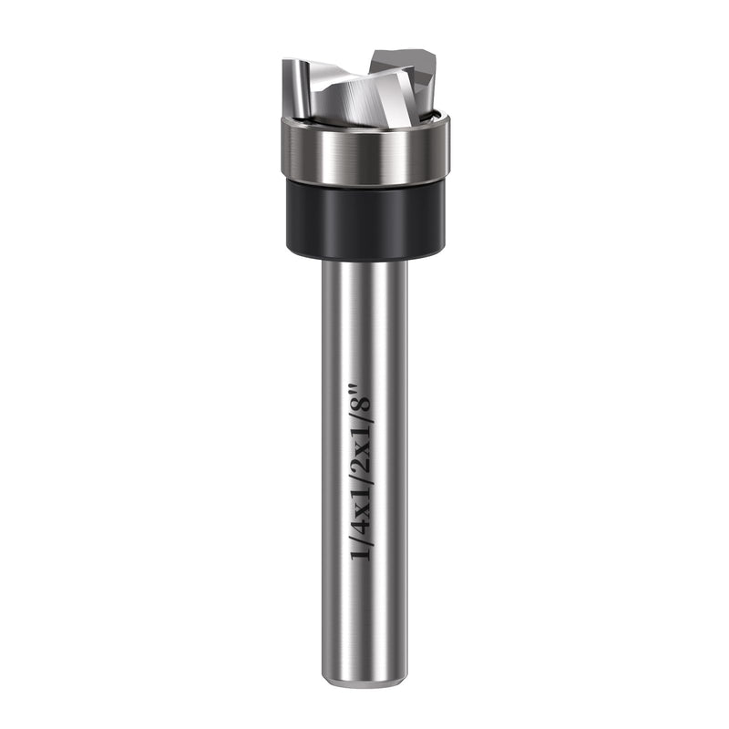 Carbide Spiral Flush Trim Router Bit 1/2" Dia. 1/8" Length, 1/4 Shank Plunge Pattern Template Down Cut 3 Flute,Flush Cut Bits for Trimming,Door Hinge Mortise Bottom Cleaning,Mortising,Routing 1/2" D*1/8" LH-Z3