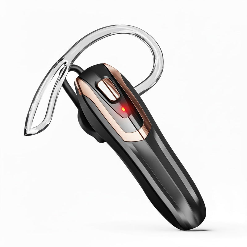 Micool Bluetooth Earpiece for Truckers V6.0 with Noise Cancelling 38 Hours Wireless Headset for Driving, Handsfree Single Ear Headphone for CB Radio & Cell Phone, Dual Device Pairing (Gold) Gold