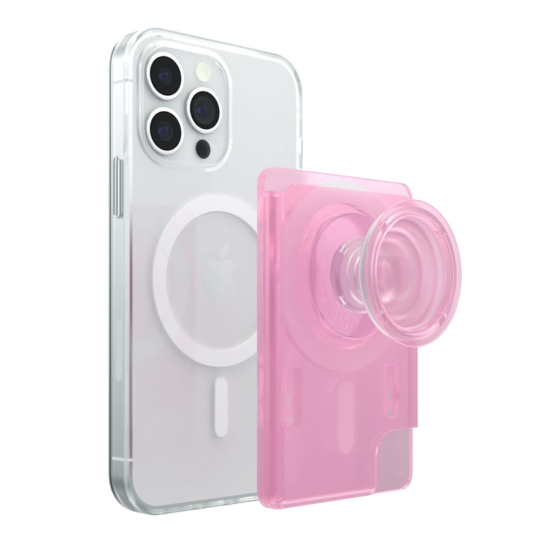 On The Grip Multi Functional Magnetic Phone Wallet with Expanding Phone Grip Kickstand Compatible with Magsafe Including Adapter Ring Phone Card Holder (Pink) Pink