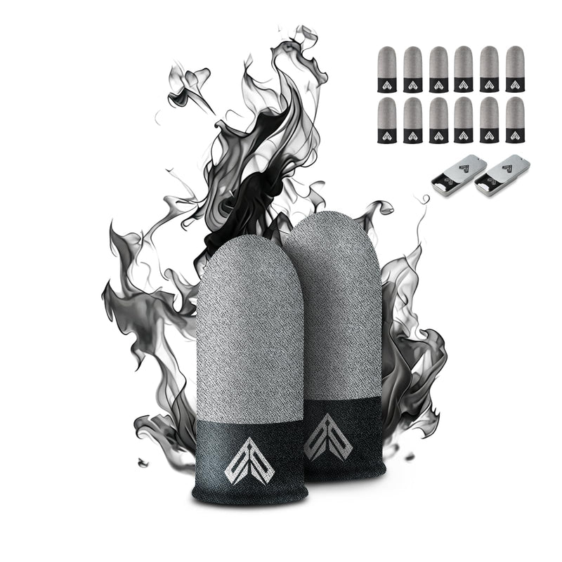 12PCS Gaming Finger Sleeves. 0.29MM Silver Fiber, Anti Sweat, Extremely Thin,Breathable Touchscreen dedales Gamer Finger Cover Thumb Sleeve Fit Phone Game Tablet Devices. Gray(12pcs)