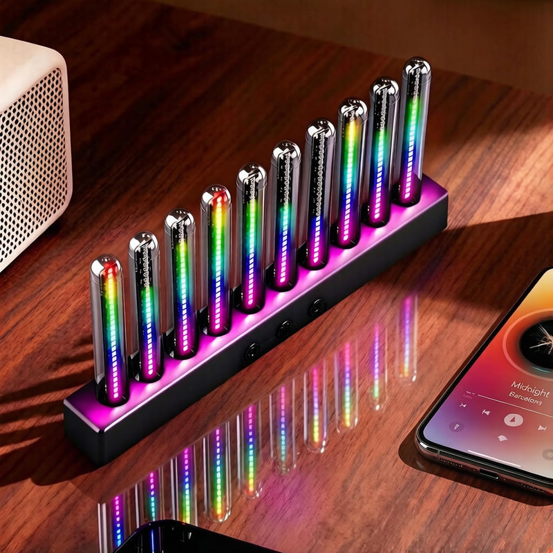 Audio Visualizer Gadget Rechargeable RGB Sound Activated Light Bar, 250 Pixels Music Spectrum Analyzer Display Car Interior Lights Ambient with Game Room Decor for Boys Unique Gifts (E2-Rechargeable) E2-Rechargeable