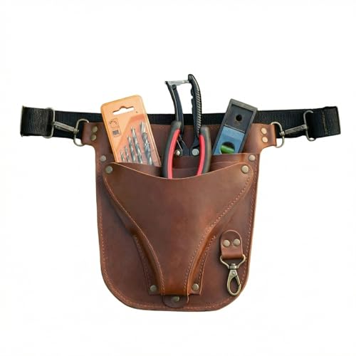 Leather Florist Tool Belt – Garden Tool Pouch with Adjustable Belt, Genuine Leather Gardening Waist Bag for Florists & Gardeners, Utility Floral Tool Holder, Warm Brown