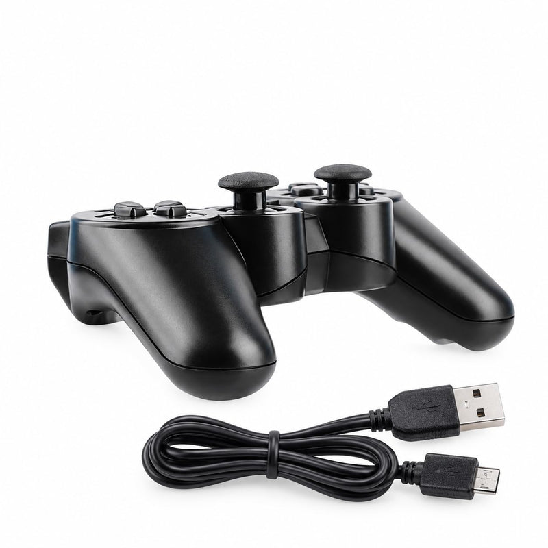 Wireless PS3 Controller – Dual Vibration Gamepad with Motion Sensing | Compatible with PS3 & PS3 Slim | Includes USB Charging Cable – Black