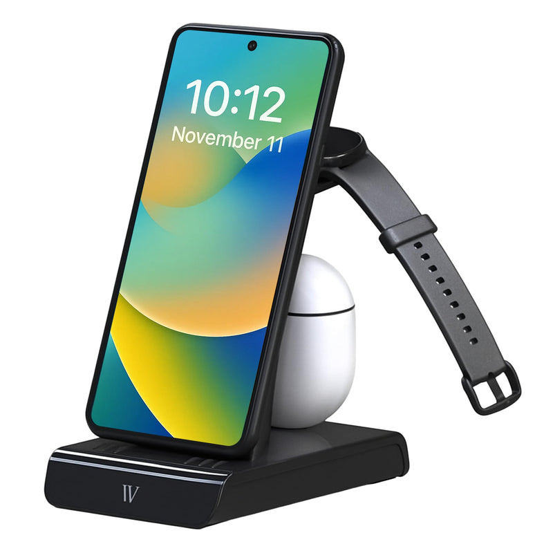 Wasserstein 3-in-1 Wired Charging Station Compatible with Google Pixel, Buds & Watch 4 (41mm & 45mm) - NOT Compatible with Pixel Watch 1, 2 & 3 - Adjustable USB-C Plug - Made for Google