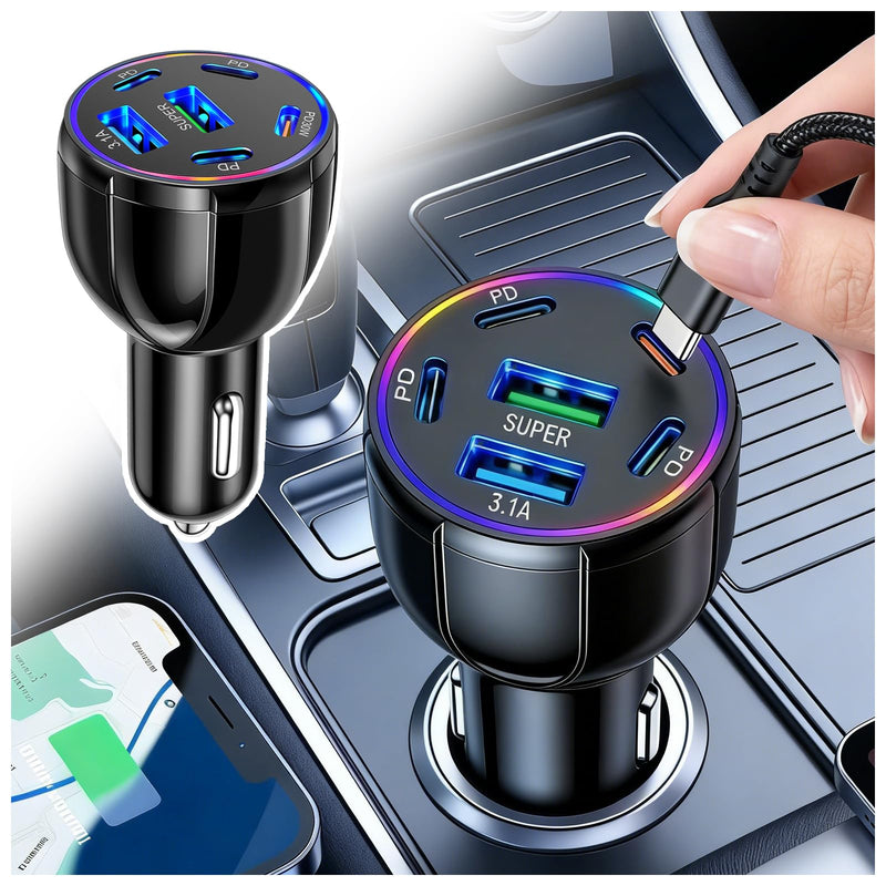 2026 Upgraded 6 Port Car Charger USB C & USB A,75W Fast Car Charger Adapter for Super/PD30W/PD/3.1A,12V/24V Cars Cigarette Lighter Chargers Cars Chargers Port for Phones,Tablets 6 Ports
