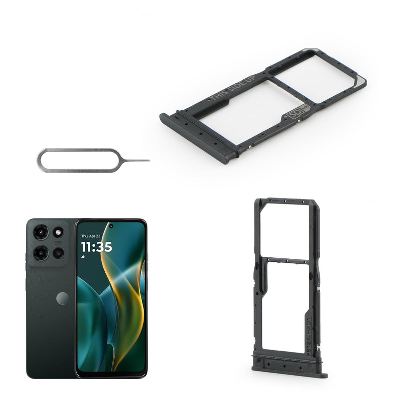 2PCS Sim Card Tray for Motorola Moto G 5G 2025 SD Card Tray for Moto G 5G 2025 XT2513V XT2513-1 XT2513-2 Slot Holder Replacement with Open Eject Pin（Black）