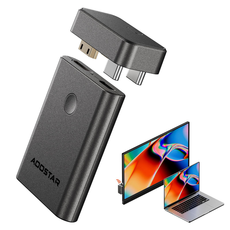 AOOSTAR Wireless HDMI Transmitter and Receiver, 328FT/100M Low-Latency, Dual-Band 5.8+2.4G, 4K Decode 1080P, AirPlay Direct & Miracast Receiver for iPhone, Android, Windows, Mac, TV, Projector