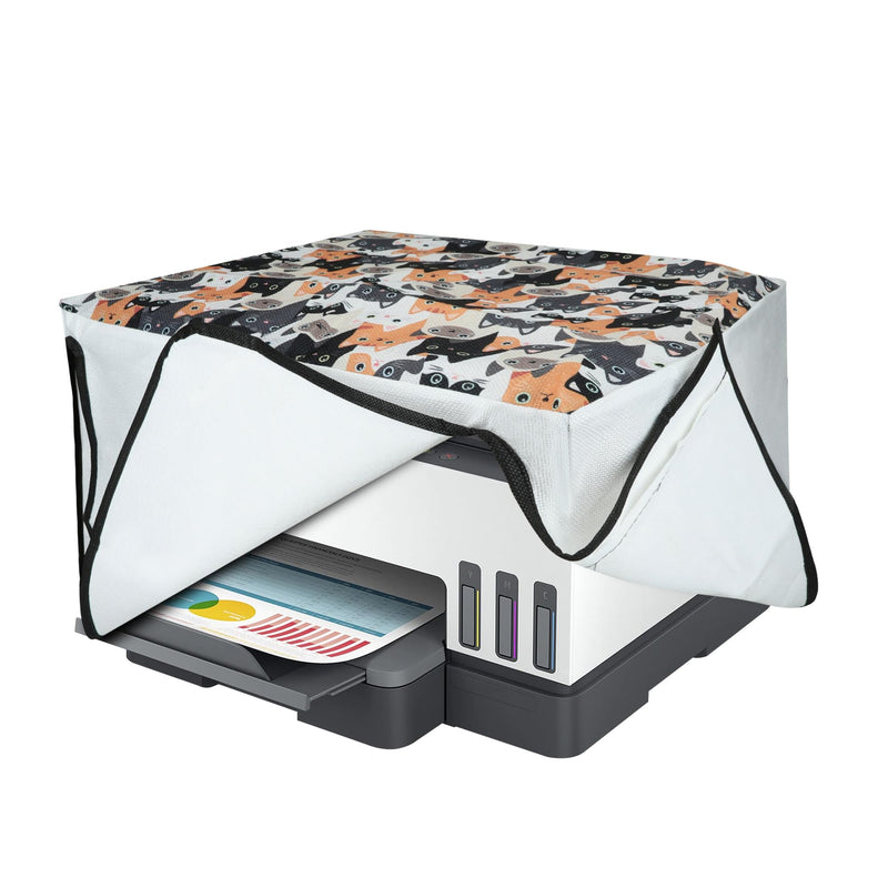 kwmobile Linen Printer Cover Compatible with HP Smart Tank 7305 Case - Cats Orange/Black/White Cats 29-01-02