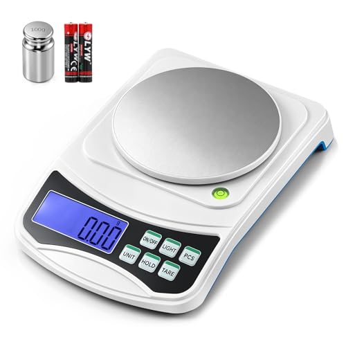 Antstone Digital Precision Scale 0.01g Accuracy, 1000g Lab Scale Scientific Digital Balance, Jewelry Scale for Laboratory Jewelry Weighing, Includes 100g Calibration Weight and 2 AAA Batteries 1000 Grams