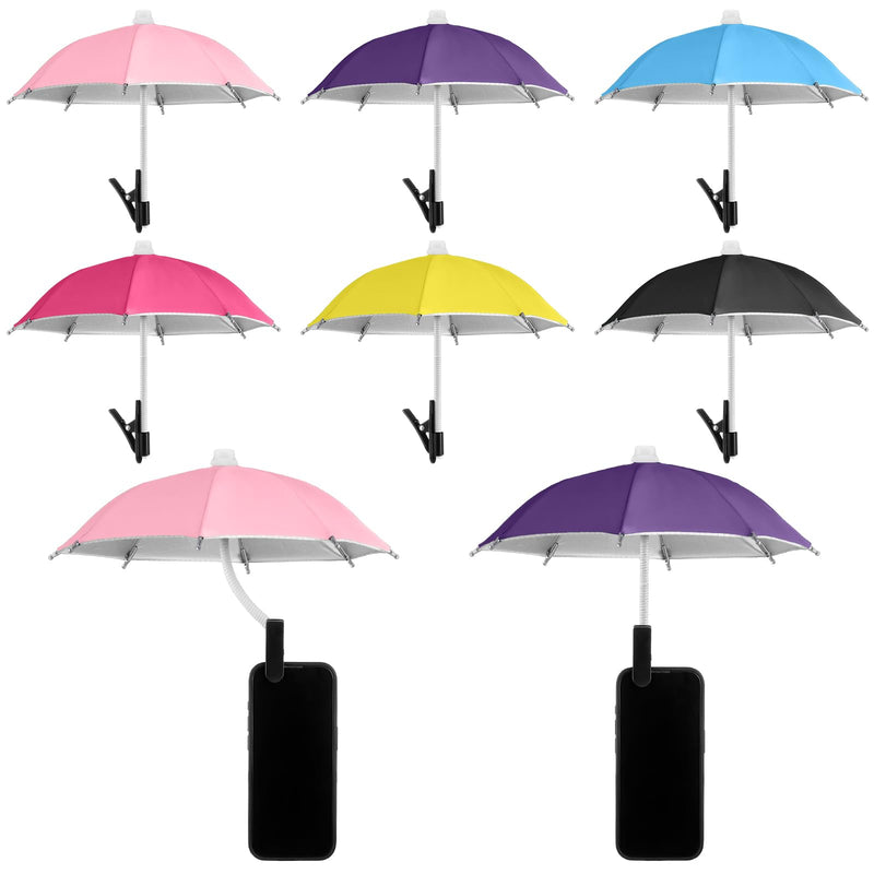 Flutesan 6 Sets Phone Umbrella for Sun Phone Umbrella Cell UV Protection Anti Glare Sun Shade Adjustable Sunshade with Hand Style Suction Cup Outdoor Shield Sunshade for Summer beach Vibrant Colors