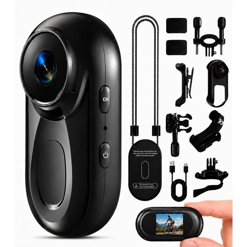 Mini Body Camera 1080P, 512G Thumb Action Camera Hands-Free Recording, Magnetic Vlogging Cam with 360° Rotate, Wearable Video Recorder for CyclingTraveling/Motorcycle(SD Card Not Included) Black glossy black