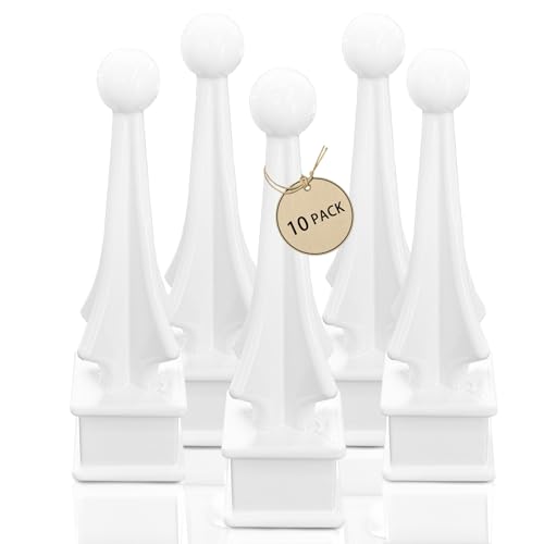 10pcs Aluminium Alloy Fence Finials Fits 3/4" Square Post - Metal Four Sided Spire Wing Tip White Finial Fence Toppe, for Yard Garden Lawn Iron Picket Fence Finial Tops Decoratio White B 3/4 inch-10Pcs