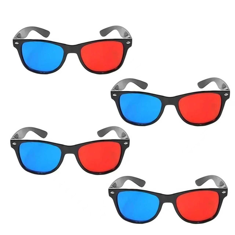 4 Pcs Red and Blue 3D Glasses Universal TV Movie Dimensional Video Frame 3D Glasses DVD Game Glass 3D Style Glasses for 3D Movies Games, 3D Viewing Glasses, Televisions and Video