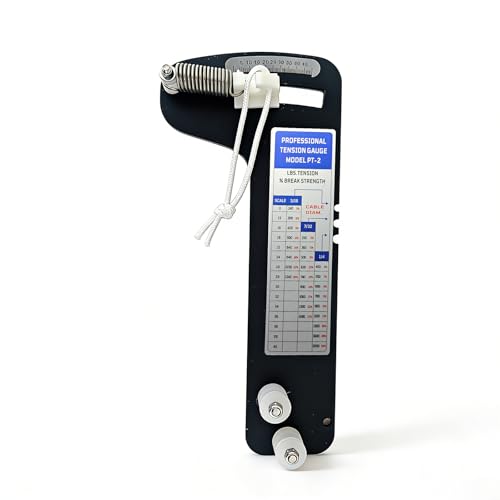 PT-2 Cable Tension Gauge, Hands Free Wire Rope Tool for 3/16", 7/32", 1/4" Cables, 2000 lb Range, ±5% Accuracy, Marine Grade for Optimal Sail Rigging & Fencing 2000lbs