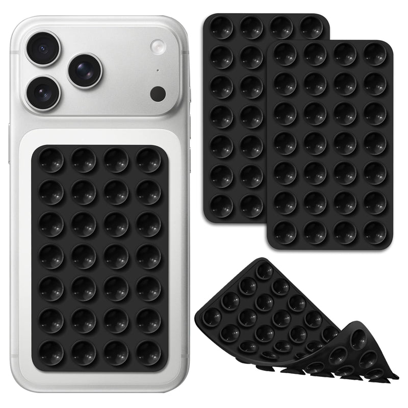 2 Pack Silicone Octo Cup Buddy Sticky Grip Holder for Cellphone, Double Sided Suction Phone Case Mount Phone Accessories Strong Grip Holder for Selfie and Video - Black