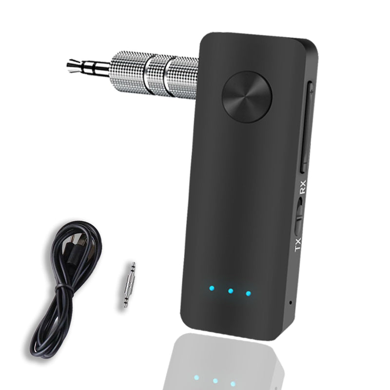Bluetooth 5.3 AUX 2 in 1 Adapter for Car, 3.5mm Wireless Transmitter and Receiver, Hands-Free Call for Cars, Speakers, Stereo Systems and Headphones Blue
