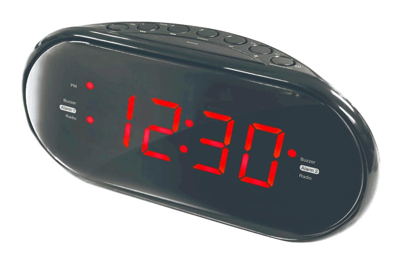 HANNLOMAX HX-123CR Alarm Clock Radio, AM/FM, 1.2” Red LED Display | AM/FM Radio, Digital Clock, Dual Alarm, Dimmer
