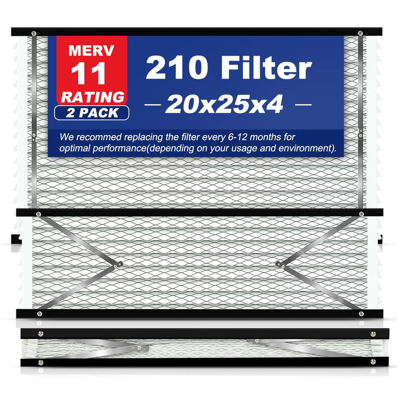 2-Pack 210 Replacement Filter Compatible with AprilAire Whole House Air Purifiers, Models 1210, 1620, 2210, 2216, 3210, 4200, MERV 11 Air Purifiers, Size:20x25x4(Actual size:21.18x24.8x4.02in) 2-Pack 210