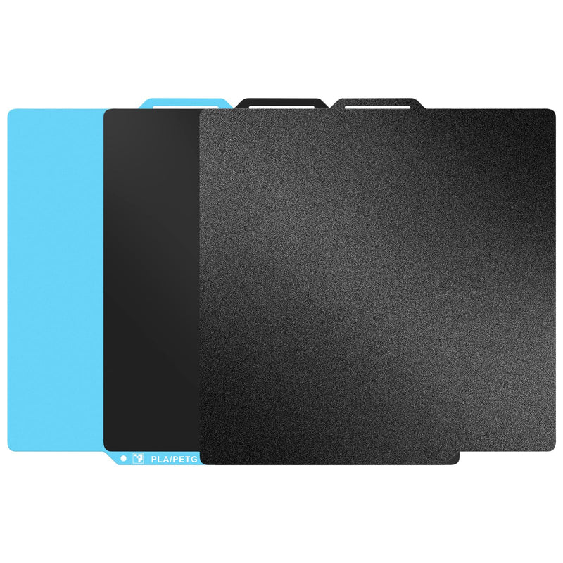 2-Pack 3D Printer Build Plate Compatible with Bambu Lab P2S, P1S, A1, X2D, X1, X1C P1P: Blue Low-Temperature Printing Platform, Black PEI Dual-Sided Sheet with Smooth and Textured Surfaces 257x257mm