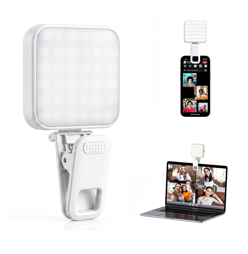 Portable Selfie Light for iPhone: Rechargeable Phone Fill Lights, Ring Light for Camera Picture, Makeup Photo, Video Conferences, Laptop Use, Zoom Meetings, TikTok, Vlog Photography white