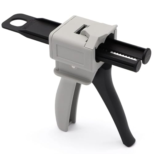 GGFOXLE 50ml Dispensing Gun, 1:1/2:1 Ratio Dispenser Glue Guns, Dual Cartridge Manual Dispenser Glue Tool, PBT Adhesive Dispensing Mixer Gun with Metal Valve, 7.5 x 2.3 x 6in