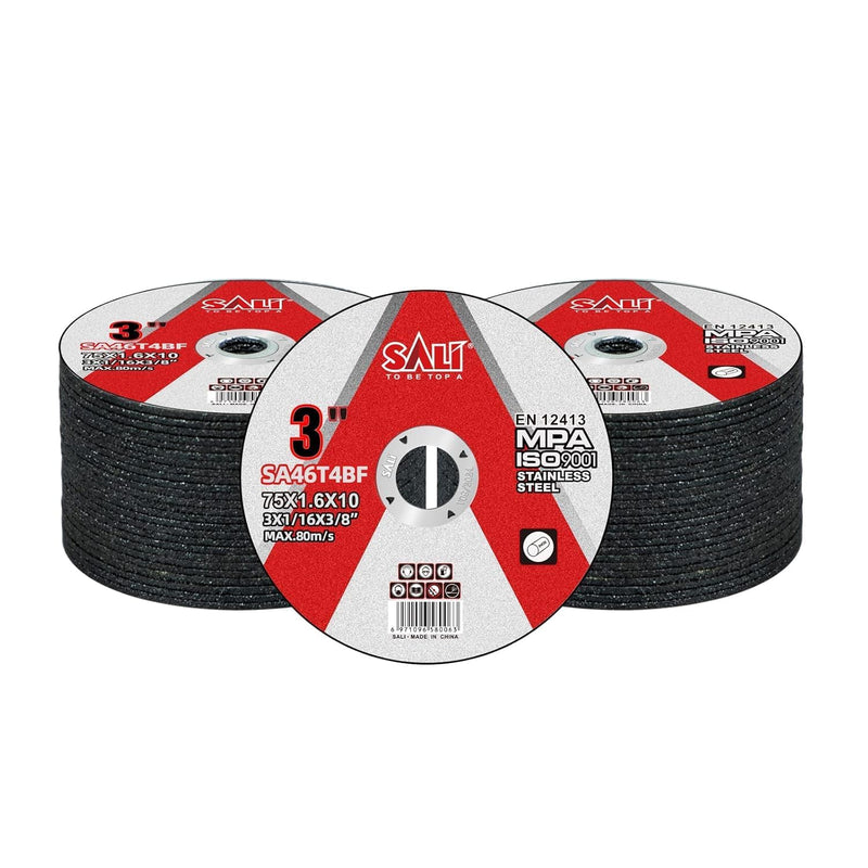 SALI 50 Pack 3 Inch Cut Off Wheels, Thin Cutting Discs 1/16" x 3/8" with Aluminum Oxide Grit, Aggressive Cutting for Metal & Stainless Steel, Compatible with Angle Grinders