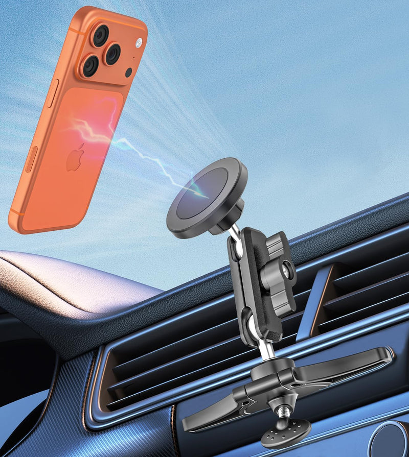 Magnetic CD Phone Holder for Your Car-360°Metal Arm/Strong Magnets | CD Player Car Phone Mount, Hands-Free CD Slot Cell Phone Cradle Fit for iPhone 17 Pro Max 16 15 14 13 12, 4-7'' Smartphone