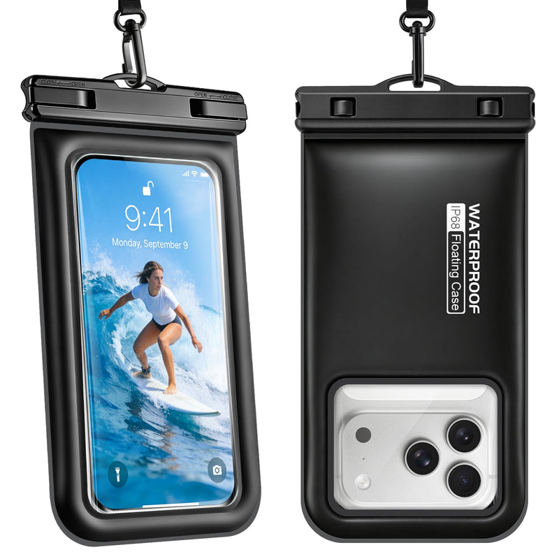 Floating Waterproof Phone Pouch 2 Pack, IP68 Dry Bag Up to 7.0" | Waterproof Phone Case fits All Smartphones, Floats in Water, Clear Underwater Shots for Beach Snorkel Cruise Kayak 7.0 inch