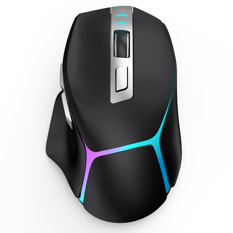 GAMCATZ Bluetooth Wireless Gaming Mouse,12500 DPI RGB Ergonomic Mouse with Tri-Mode (2.4G/USB-C/Wired), Rechargeable Gamer Mice for Computer, Mac, iPad, Laptop & PC (Black) Black