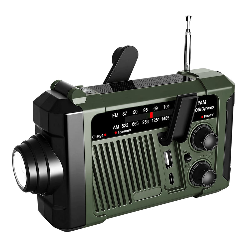 Weather Radios Alerts Portable AM FM, Emergency Outdoor Radio Solar/Hand Crank/USB Charging,Battery Operated,SOS Alarm/Flashlight/LED Radio