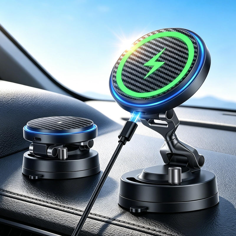 Upgraded 15W Magnetic Car Charger, Dashboard Phone Holders for iPhone 12-17 | 3200gf Magnetic Wireless Charger Faster Charging, 82LBS Suction Cup Dashboard Phone Holder, 360° Rotatable Magnetic Stand Blacka1