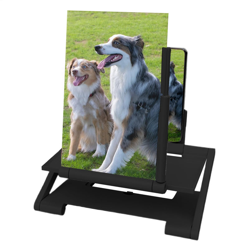 Phone Magnifier Screen 8 Inch Smartphone Enlarger | Height Adjustable Phone Screen Enlarger with Foldable Stand for Men Kids Movie Video TV Game Video Viewing Black