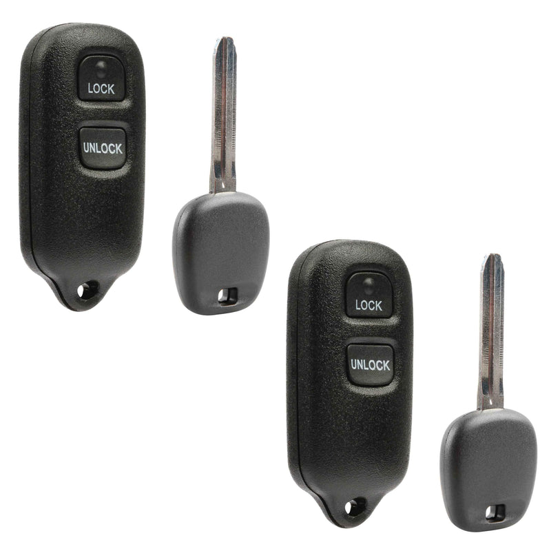 2x Car Keyless Entry 2-Button Remote Replacement with Aftermarket Key for 1998 1999 2000 2001 2002 2003 2004 Scion xB Toyota 4Runner Camry Corolla Prius Rav4 Tacoma Tundra (BAB237131-056) Two