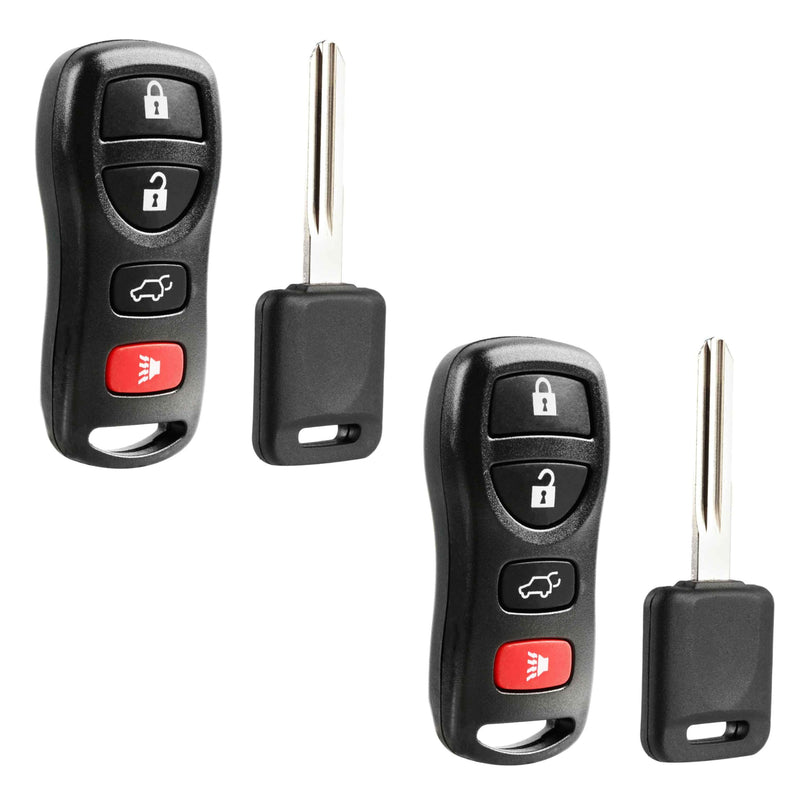 2x Car Keyless Entry 4-Button Remote Replacement with Aftermarket Key for 2004 2005 2006 2007 2008 Infiniti QX56 Nissan Armada Pathfinder (KBRASTU15, 28268-C991C) Two