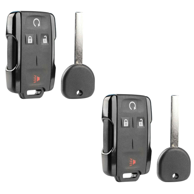 2X Car Keyless Entry 4-Button Remote-Start Remote Replacement with Aftermarket Key for 2014 2015 2016 2017 2018 2019 Chevrolet Colorado Silverado Suburban Tahoe GMC Canyon Sierra Yukon (M3N32337100) Two