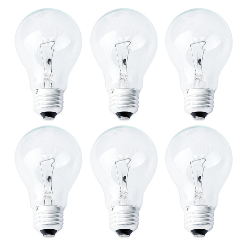 100W Incandescent Light Bulb A19 E26 Medium Base Replacement for Floor Lamps for Table Lamps, Dimmable Soft White 6-Pack Light Parts