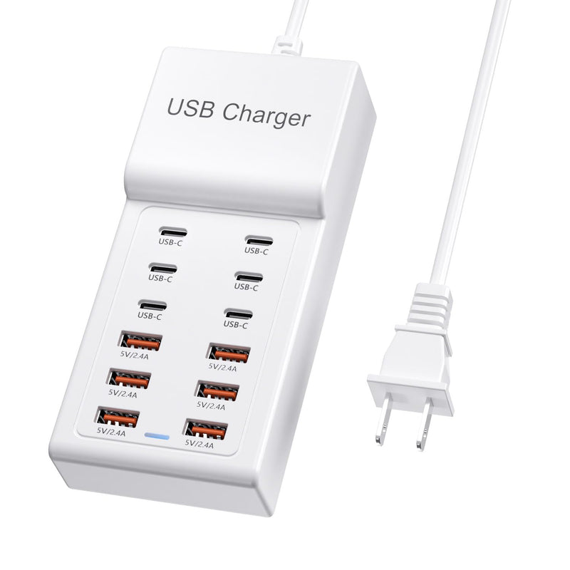 Multi USB C Charger, USB Charging Block Station, 50W 12 Port Multiple USB C Power Strip USB Hub Compatible with iPhone 17 Pro Max/16/15/14/13/12/11, iPad, Tablets, Samsung Galaxy S25/S24, Pixel