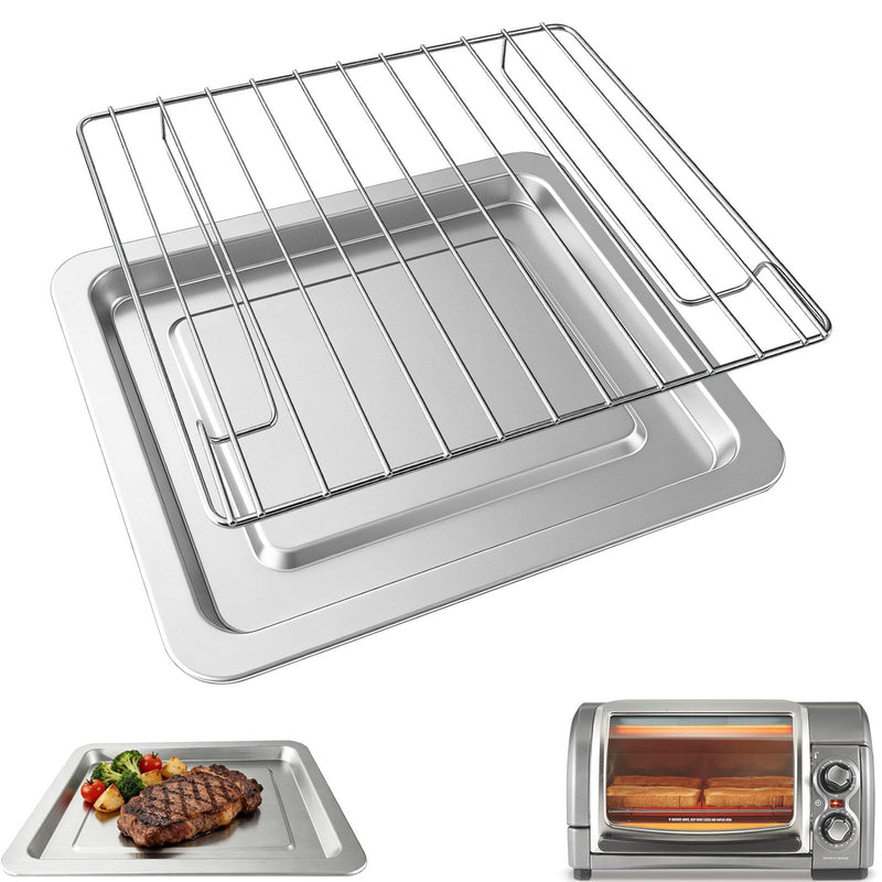 Toaster Oven Accessories for Hamilton Beach Easy Reach 4 Slice Countertop Toaster Oven, 10.9×9.2 IN Food Grade Stainless Steel Toaster Oven Replacement Parts Sheet Pan Tray Rack, Dishwasher Safe 10.9×9.2 IN Set for Hamilton Beach 4 Slice