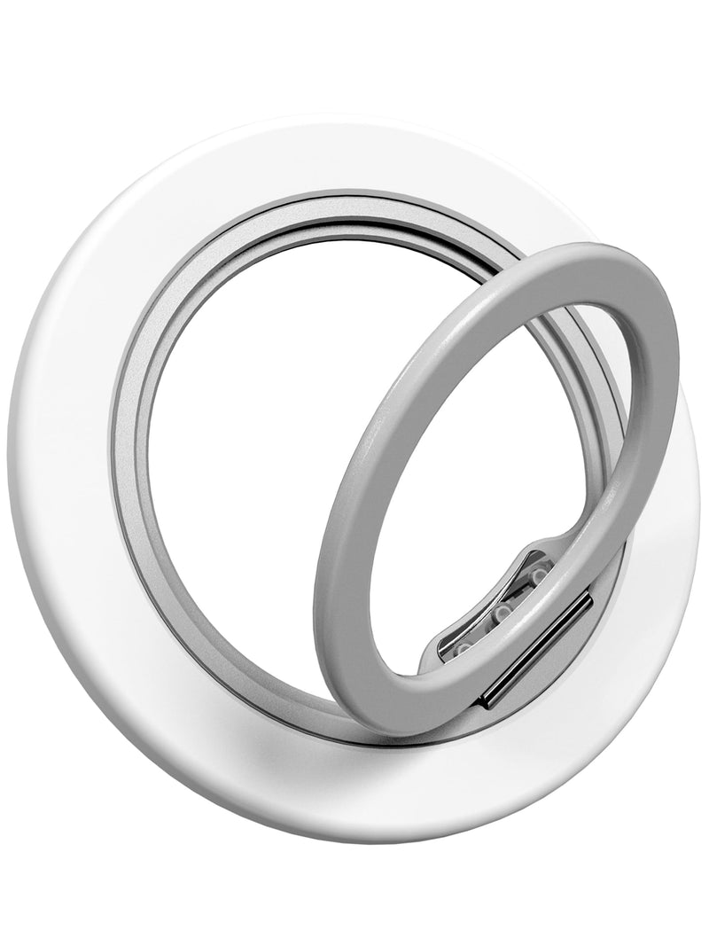 Magnetic Phone Ring Grip for MagSafe, Rotatable Ring Holder Stand with Adapter Ring for Phone Case, White