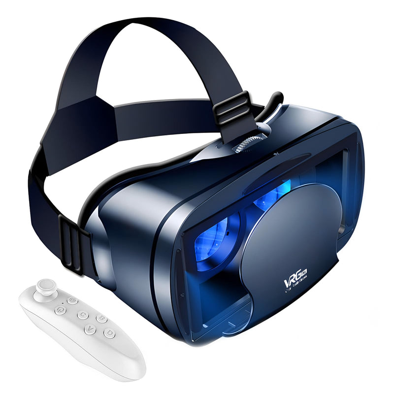 3D VR Headset, Virtual Reality Glasses Headset Helmets, Compatible with 5.0-7.0 inch with Controller, for Mobile Games & Movies(Black) Black