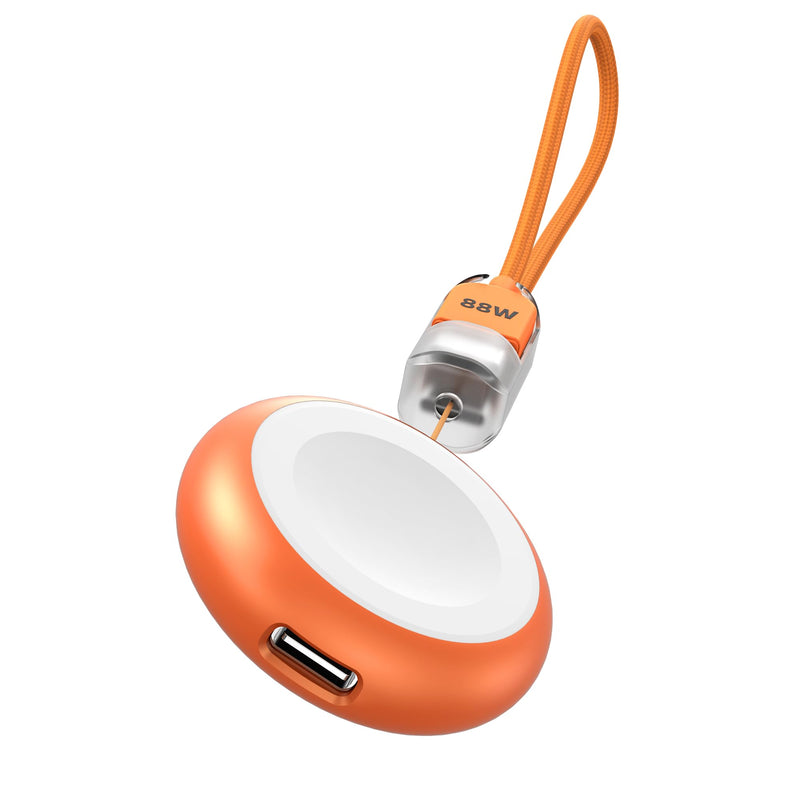 【5W】 Magnetic Charger for Apple Watch 11, 88W Cable iWatch Charger Adapter | Portable Wireless Charger ,Compatible with Apple Watch Series 11/10/9/8/7/6/5/4/3/2/SE/SE2/Ultra2/Ultra，NO Battery ,Orange Orange