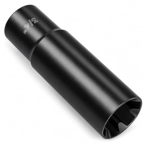 AUTOPTIM 7 Spline Lug Nuts Socket Key - 1/2" Drive Impact for 19mm Hex Nuts Impact Socket Black