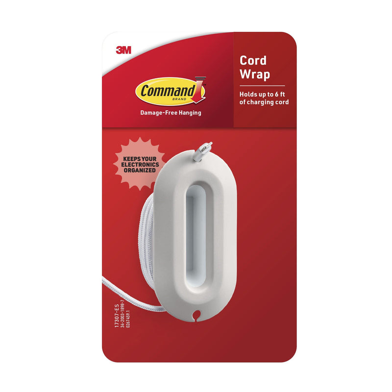 Command Cord Wrap, 2 Units, 4 Medium Strips | Cord Holder And Organizer For Desk, Office, Gaming, And Living Room, No Damage Adhesive Cord Management White