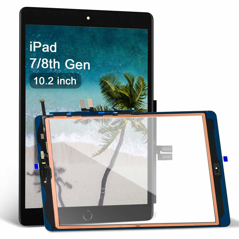for iPad 7th/8th Generation Screen Replacement Glass Touch Digitizer 10.2", for 7 7th 8 8th Gen A2428 A2429 A2430 A2270 A2200 A2198 A2197 Touch Glass with Home Button[NO Fingerprint Reader] [Black]