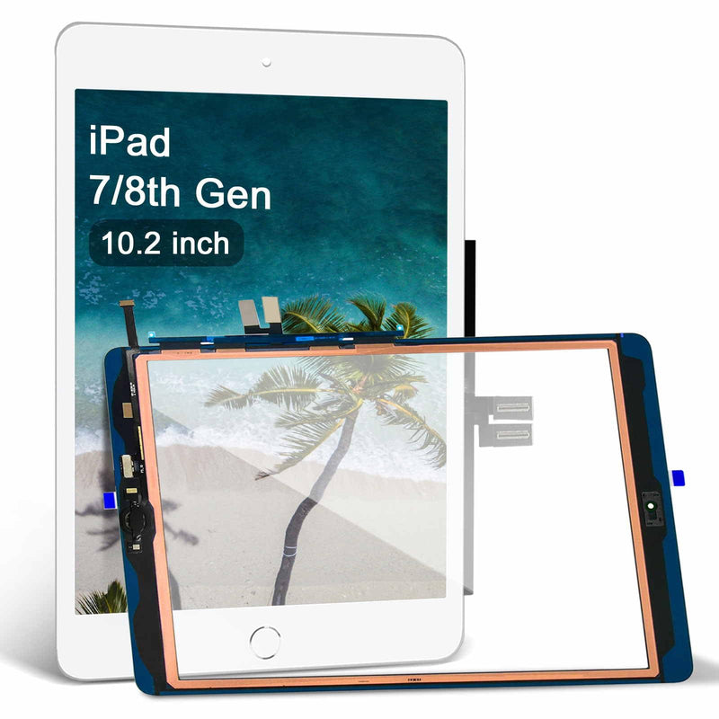 for iPad 7th/8th Generation Screen Replacement Glass Touch Digitizer 10.2", for 7 7th 8 8th Gen A2428 A2429 A2430 A2270 A2200 A2198 A2197 Touch Glass with Home Button[NO Fingerprint Reader] [White]