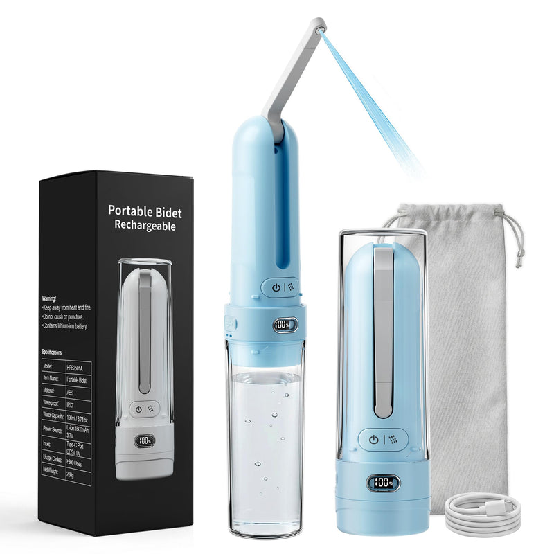 Electric Portable Bidet for Travel & Outdoor, Whisper-Quiet Handheld Sprayer with 3 Pressure Modes, 1600mAh USB-C Rechargeable, IPX7 Waterproof (Sky Blue) 1 Sky blue