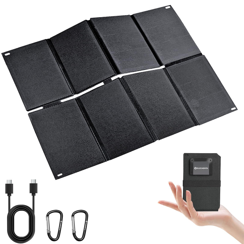 ELECAENTA 25W HPBC Solar Panel, 25.4% Conversion, Only 0.9 lbs, Pocket Size | Ultra Light, IP68, USB C & USB A Fast Charging, Portable Solar Charger for Cellphones, Camping, Hiking, Backpacking
