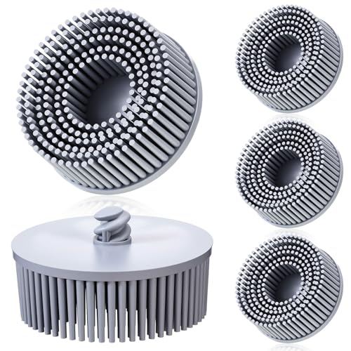 5 Pack Bristle Disc 2 Inch 120 Grit Bristle Abrasive Coating Removal Disc Quick Change for Metal Paint Stripping Deburring Paint Stripping Gray White