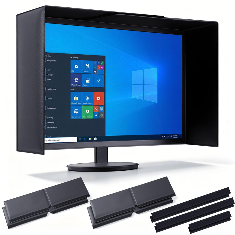 1 Set Adjustable Monitor Hood Sunshade, 17–27 Inch, Black PVC Screen Protector, Anti-Glare Shade, Expandable Light Blocker for Multiple Monitor Sizes, No-Tool Setup, Reduces Eye Strain 1